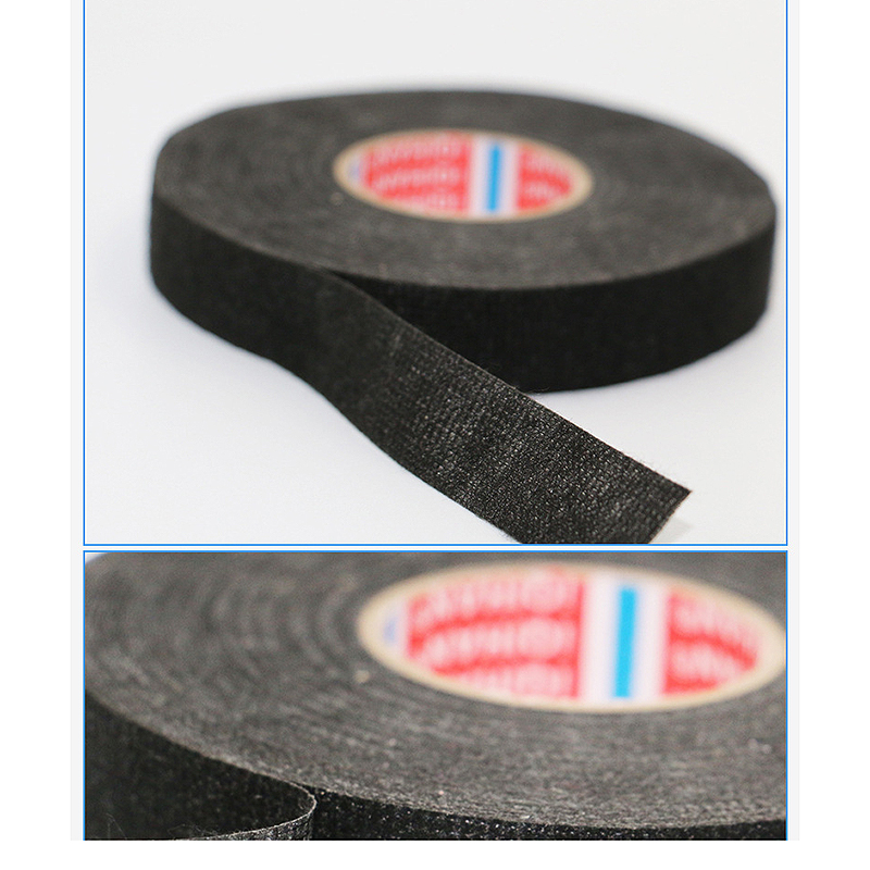 15m/20m varmebestandig teip selvklebende stofftape til bilkabelsele ledninger stoffvev elektrisk varmetape 8-19mm