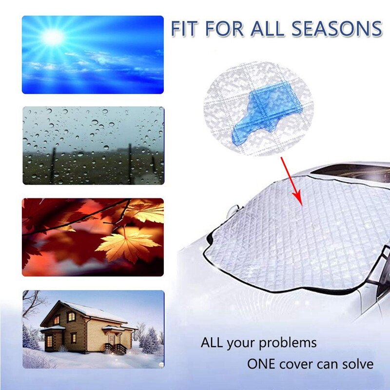 63 tommer  x 47 tommer bilrude snedække med spejl snedæksler for at beskytte forruden og spejlet mod sne, is og frost f