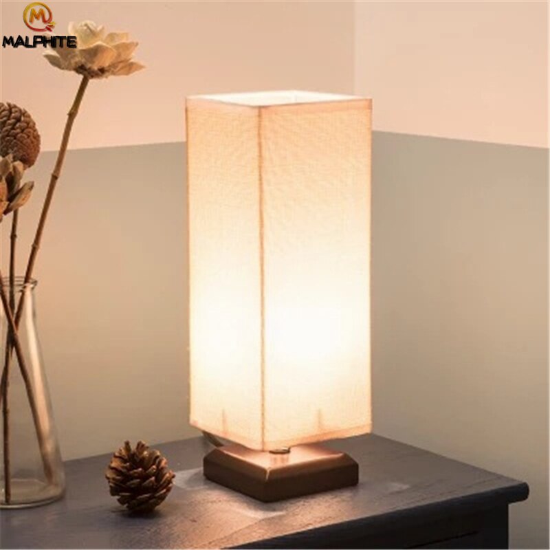 Modern Linen Table Lamps For Living Room Lamps Table Fixtures Table Light Bedroom Bedside Lamp Wood Home Decor Luminaire Table