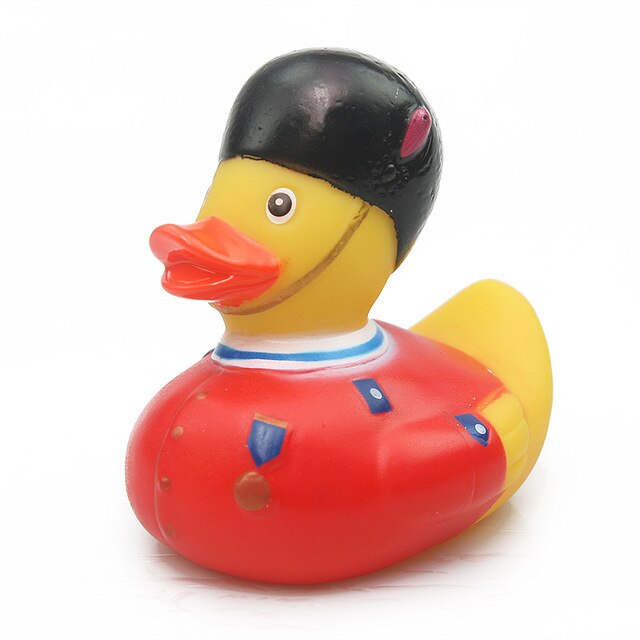 ESALINK Rubber Duck Style Spoof Duck Red Hockey Rhubarb Duck Black Hat Toy Duck Children Toy Duck: YN020-1pcs