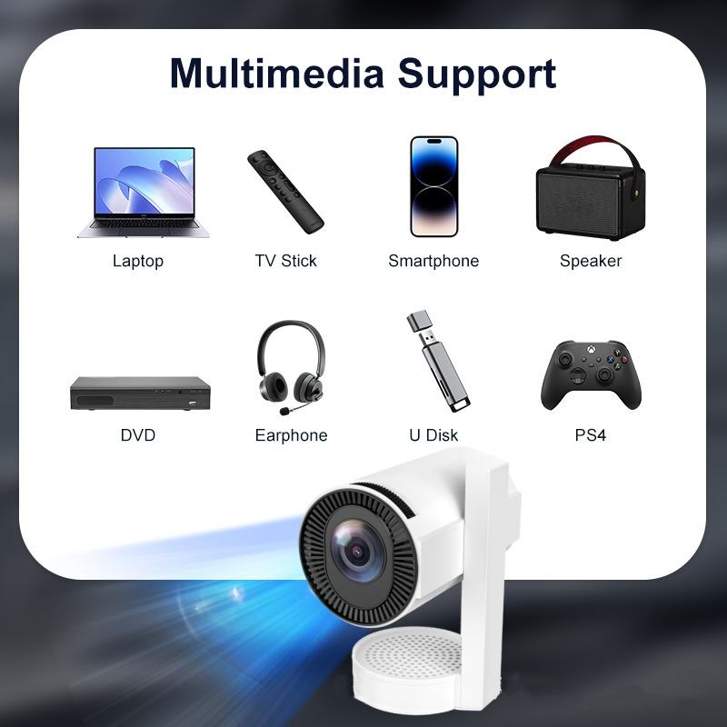 WUDUNG Z11 HD 720P Portable Projector Auto Keystone Dual-Band WiFi Compact For Movies Gaming Built-in Speaker