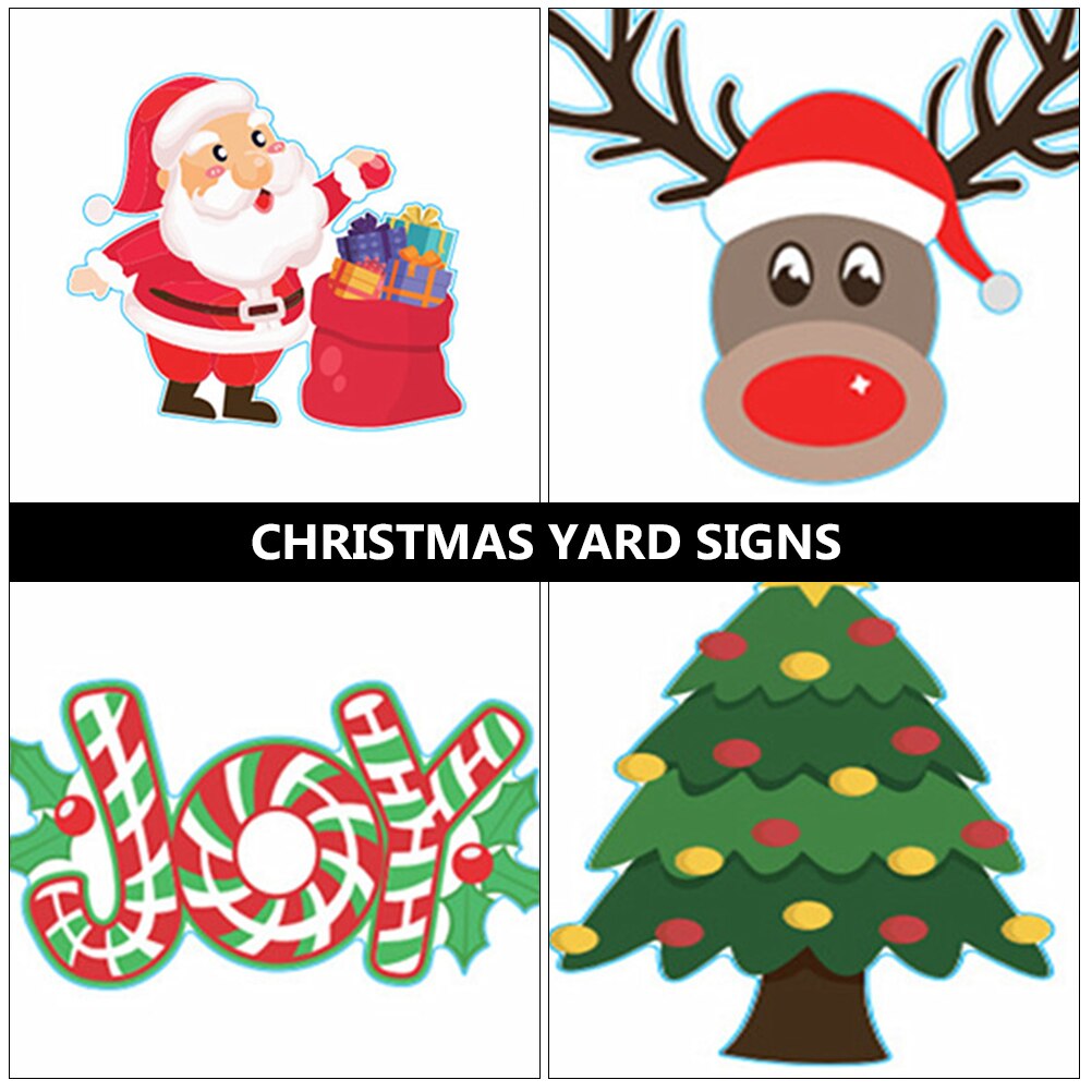 4 Pcs Christmas Lawn Sign Outdoor Yard Sign Christmas Outdoor Signs Yard Sign Xmas Tree Yard Sign for Garden Decoration Yard