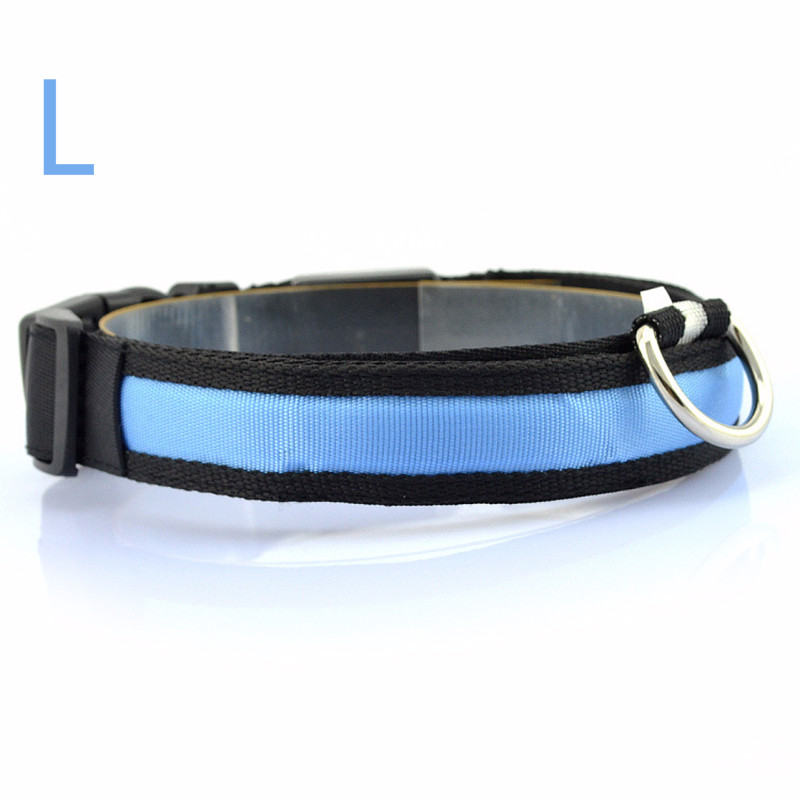 LED Flashlight Dog Cat Collar Glowing Collar Lamp Night Safety Pet Leads Necklace Luminous Bright Decoration Collars For Dogs: Blue L
