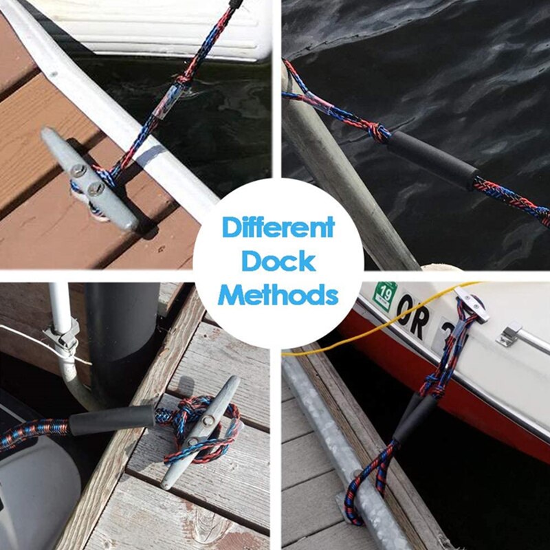 Jaycreer bungee dock lines docking tau fortøyning tau sjokksnorer for båt, pwc, jetski, pontong, kajakk, kano, båt, vannscooter