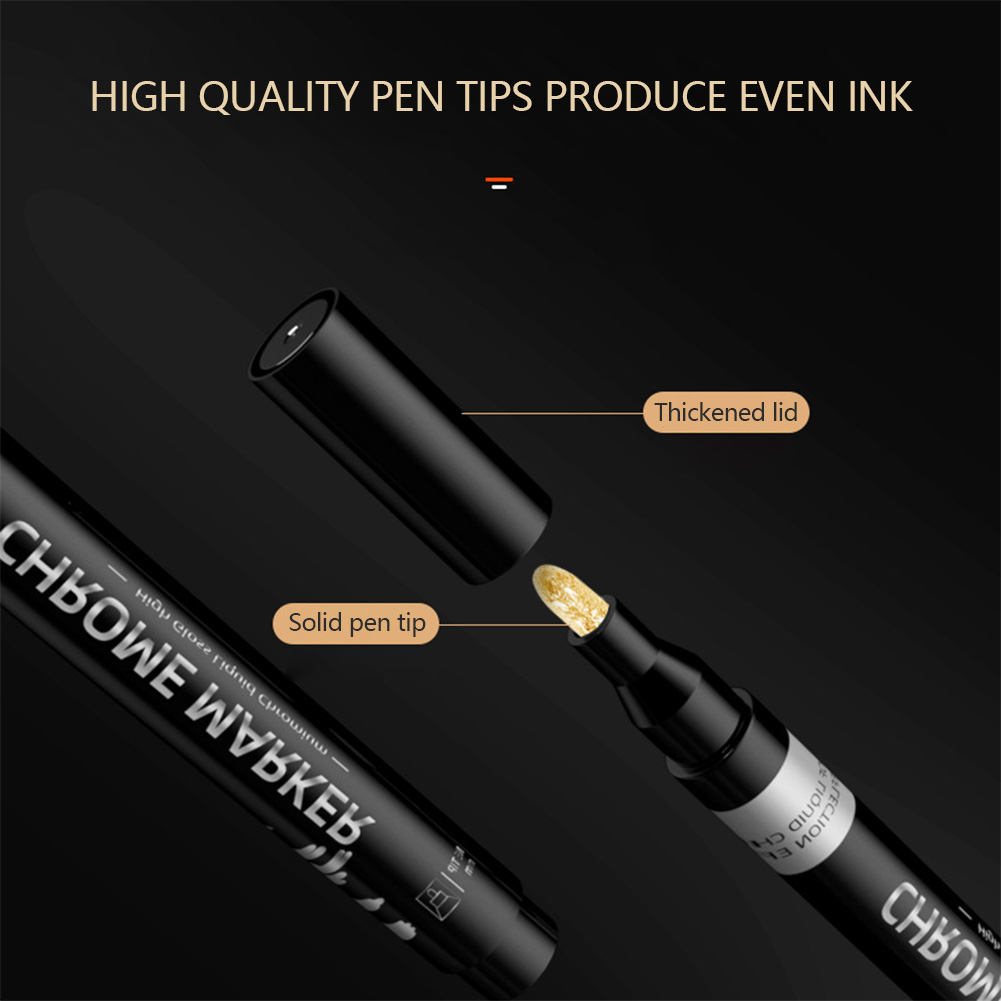 1Pc Spiegel Farbe Marker Stift DIY Reflektierende Farbe Stifte Gold Silber Chrom Marker Unterschrift Auto Styling Kunst Handwerk
