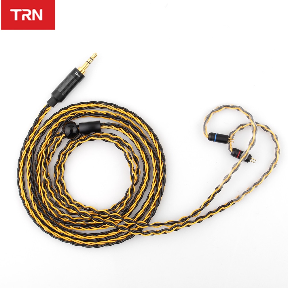 TRN Earphones T1 Gold Silver Mixed plated Upgrade cable 8 Core Headphone wire for V90 V80 V60 V30 V20 V10 C10 ZST T2 S2 BQ3 NO.3
