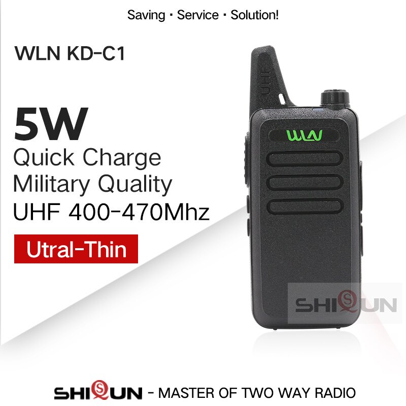 1 Pc Wln KD-C1 Mini Walkie Talkie Uhf Twee Manier Radio RT22 Talki Walki Wln Radio 5W Mini Draagbare 2 Way Radio Uhf 400-470Mh Usb: Black