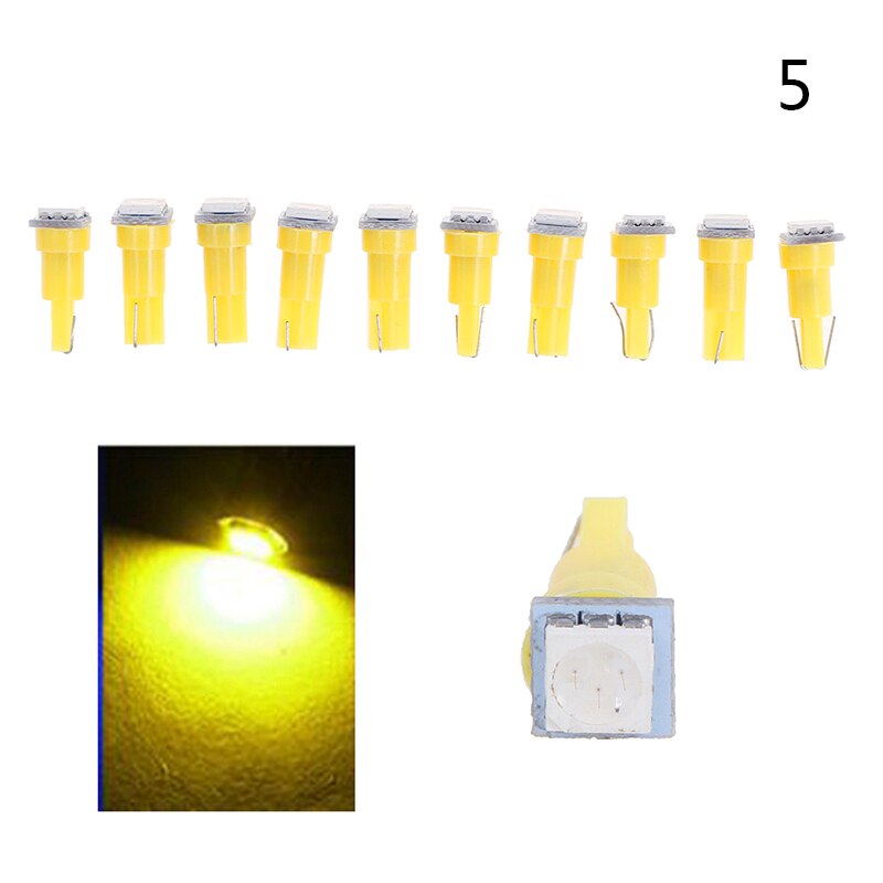 Bombillas de luz LED para salpicadero de coche, lámpara de calibre de 12V CC, T5 5050, 10 piezas: A5