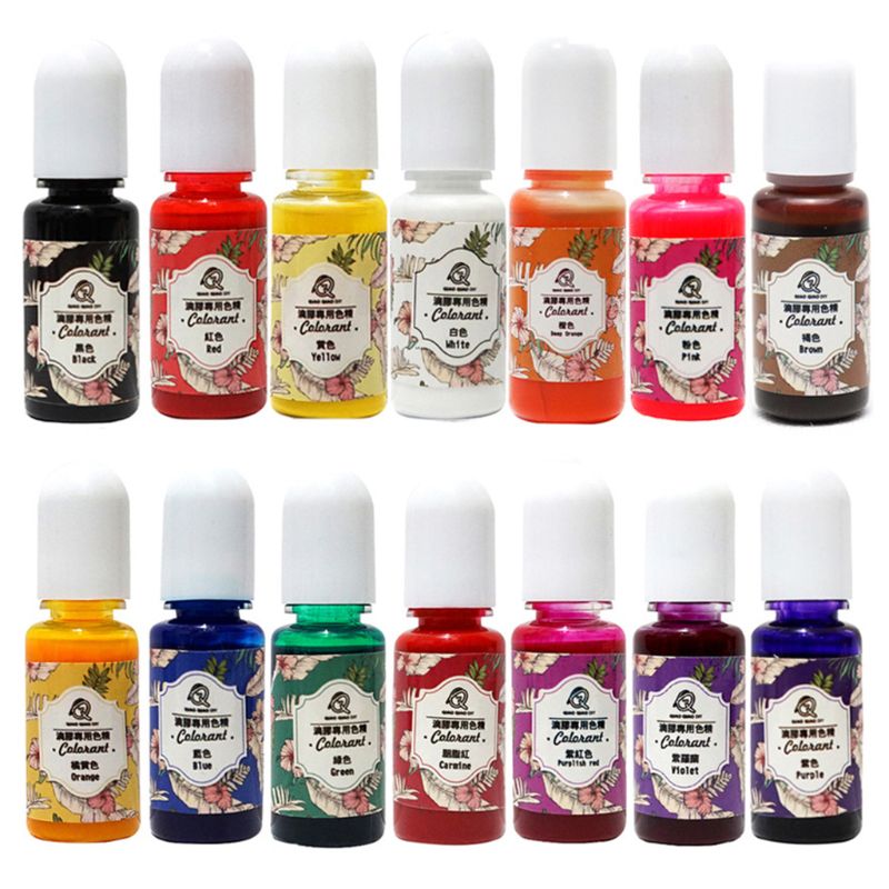 14 Pcs/set UV Resin Coloring Pigment DIY Crystal Epoxy High Transparency Oily Dye for Crafts Making Filling