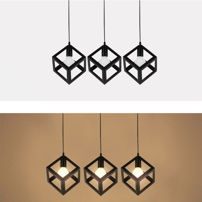 Retro industriel geometrisk sort led jern pendellamper indendørs belysning korridor restaurant soveværelse sengekasse hængelampe