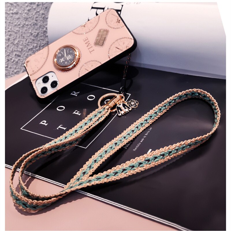 Telefoon Ketting Koord Braid Chain Polsband Doek Bloem Voor Iphone 12 Mini 11 Pro Max Xs Voor Huawei Xiaomi vivo Samsung Honor