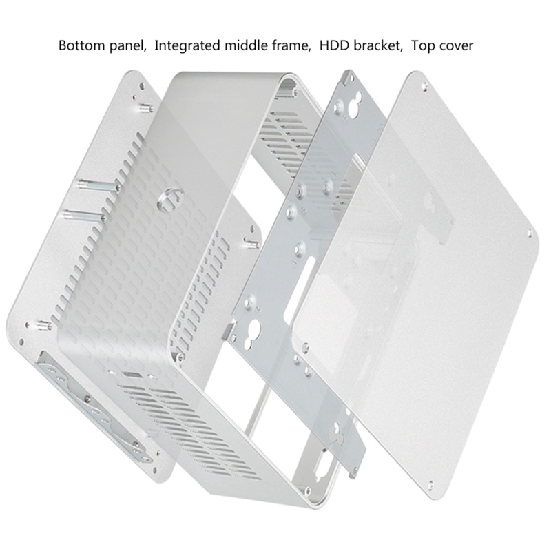 H80 Mini ITX Computer Case Aluminum PC Case Chassis for Without Power Supply