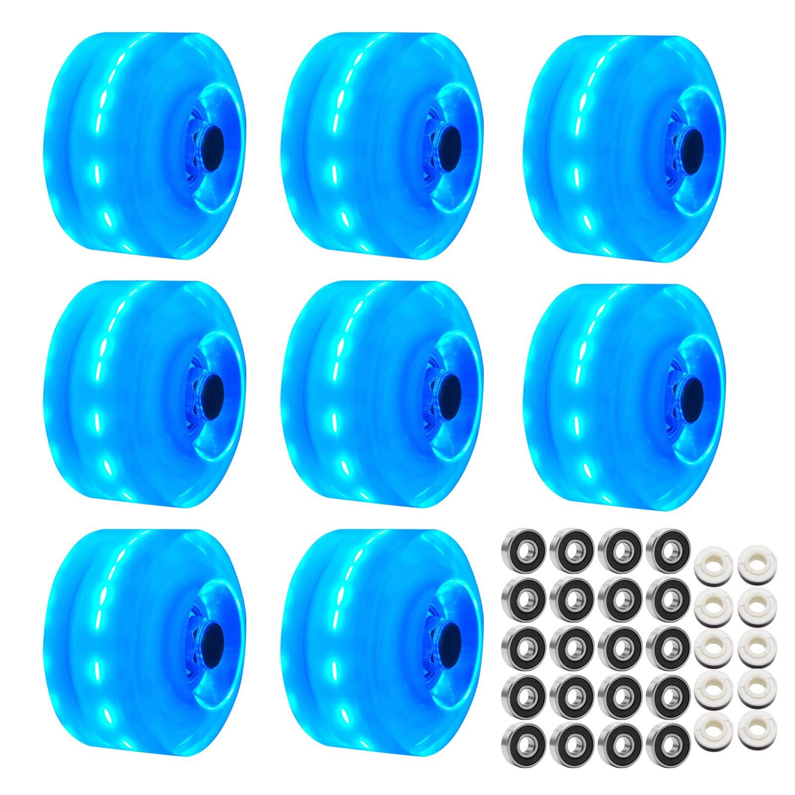 8pcs Outdoor Skateboard Light Up Roller Skate Wheel LED Luminous For Double Row Wear Resistant Easy Install Replacement Parts