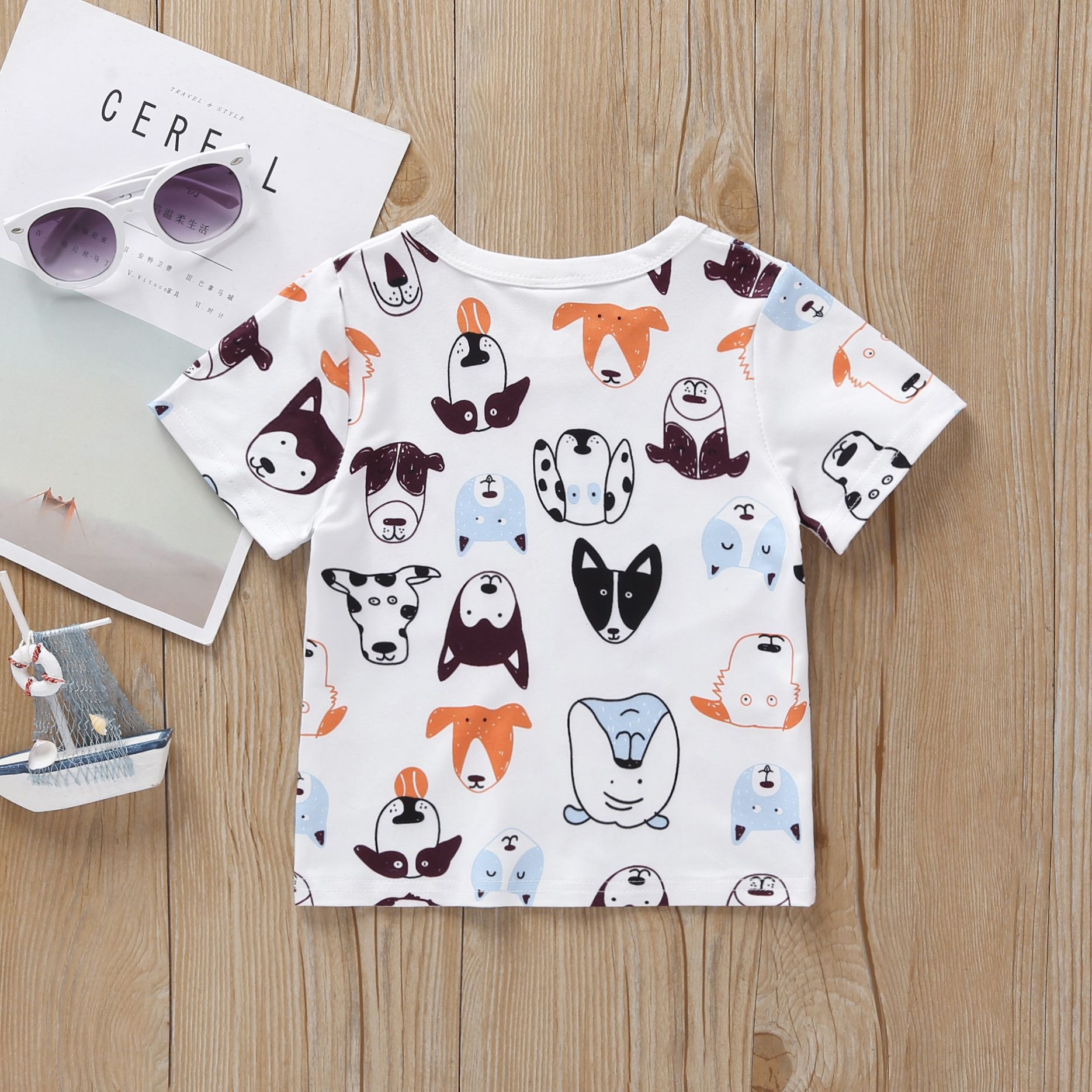 Crianças de verão Bonito Casual Manga Curta O Pescoço de Impressão Dos Desenhos Animados T-shirt Do Bebê Menina E Meninos T-shirt 6M-3T