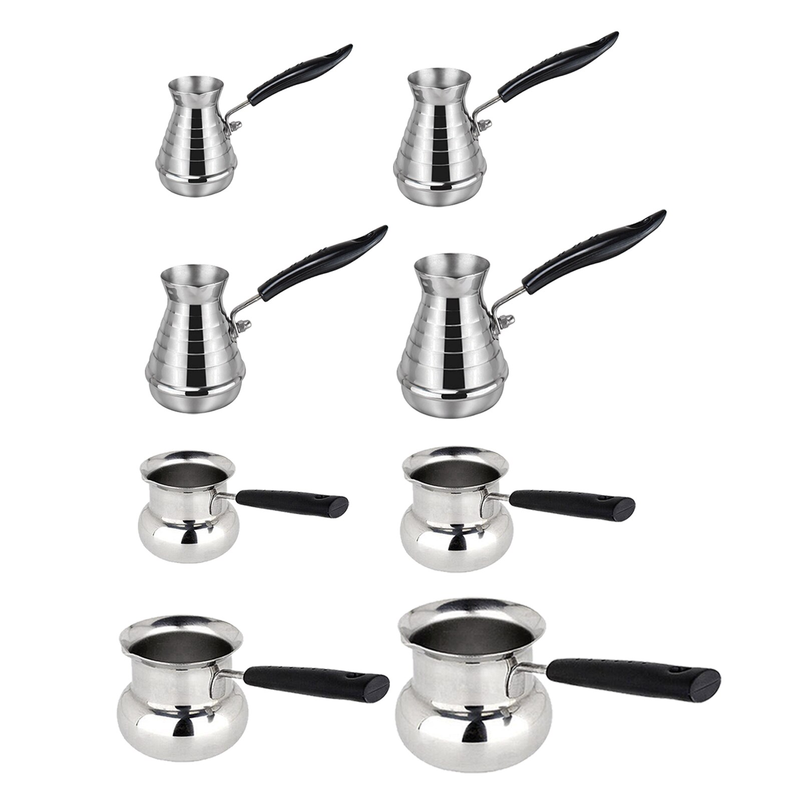 Long Handle Moka Pot Turkish Arabian Stainless Steel Coffee Pot Butter Melting Pot Warmer Coffee Utensils