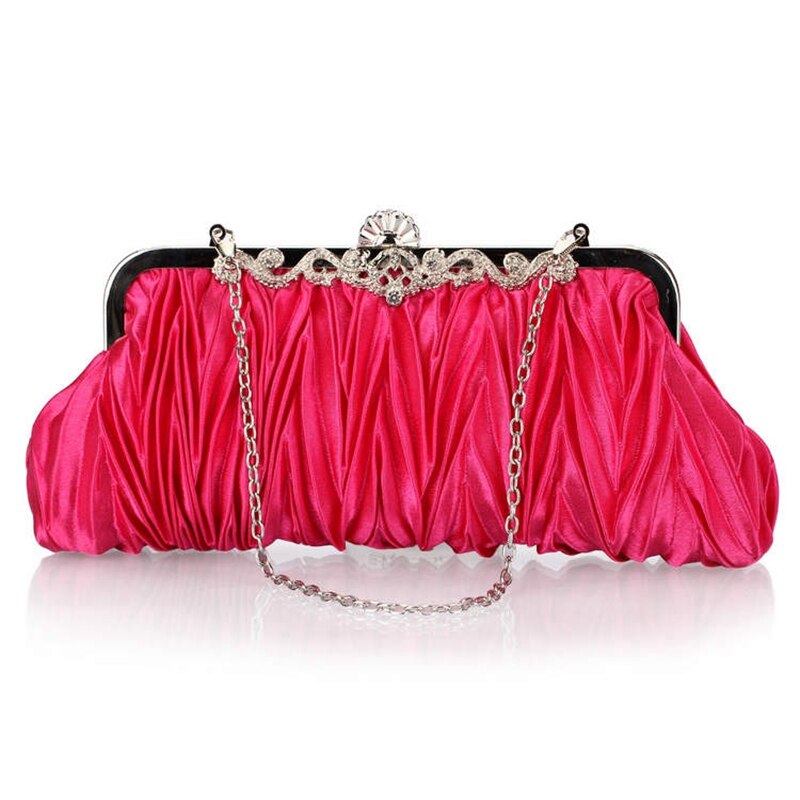 Mode Vrouwen Kleine Dag Clutch Eenvoudige Crystal Lady Party Banket Bruids Avondtassen Dating Handtassen en Portemonnee: rose red