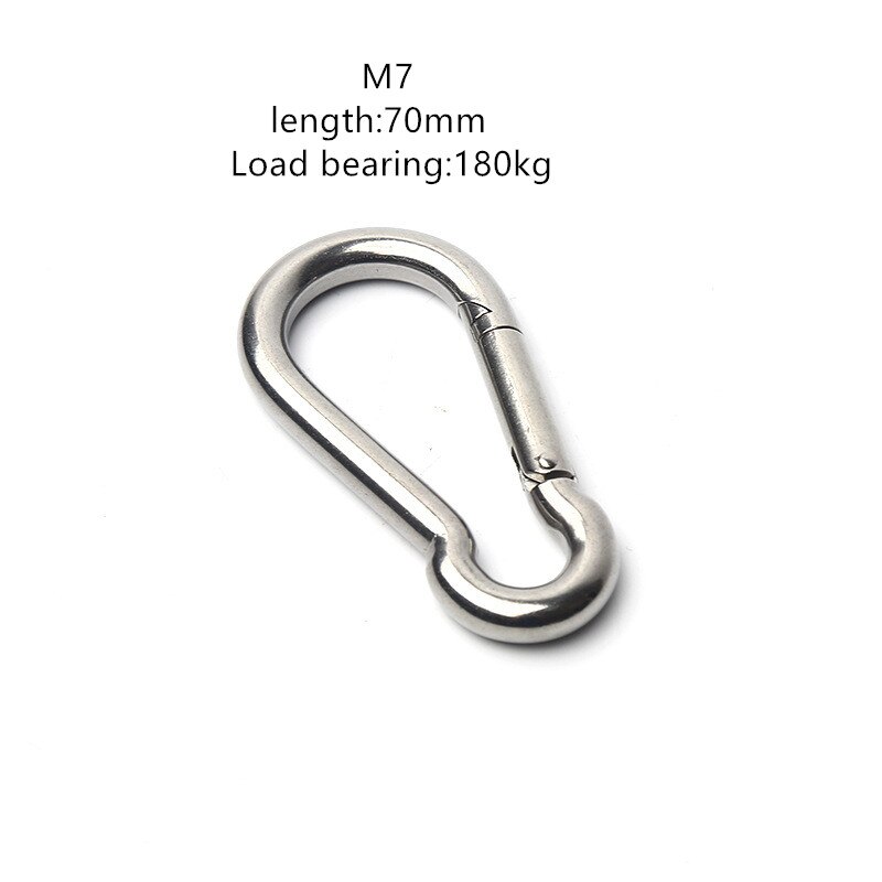 1pcs M4/M5/M6/M7 Spring Snap Quick Link Lock Ring Carabiner 304 Stainless Steel Silver Aluminum Spring Carabiner: M7