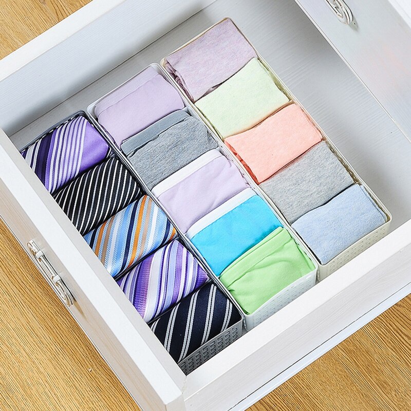 1Pc Multi-Function 5 Grid Sorting Box Underwear Storage Box Plastic Desktop Drawer Classification Stackable Storage Organizers