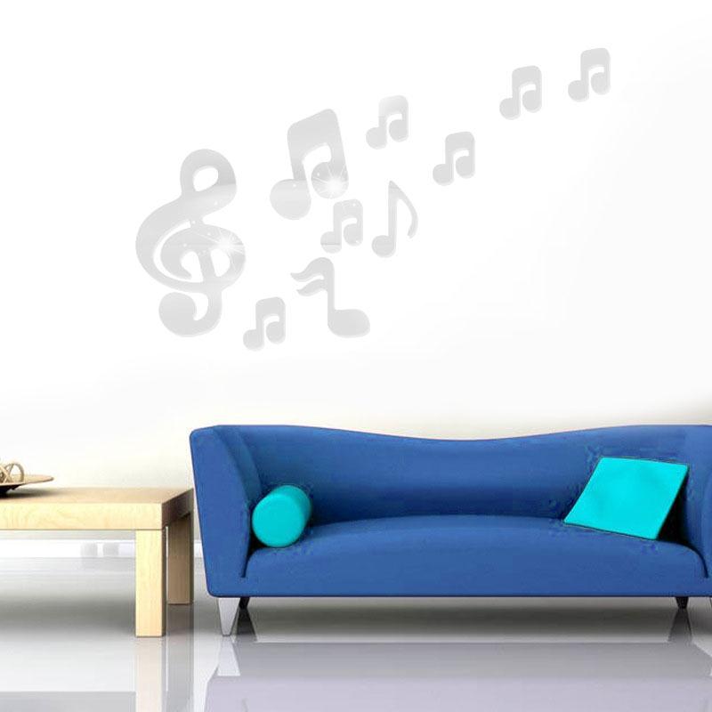 Stickers muraux Notes de musique miroir miroir décoratif 3D 3D miroirs miroirs maison