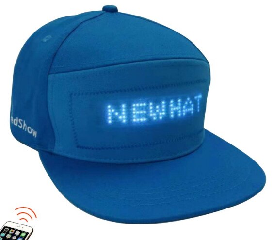 Iledshow Led Usb Oplaadbare Led Lichtgevende Cap Led Light Digitale Scrolling Bericht Led Hoeden: Blue hat Blue LED