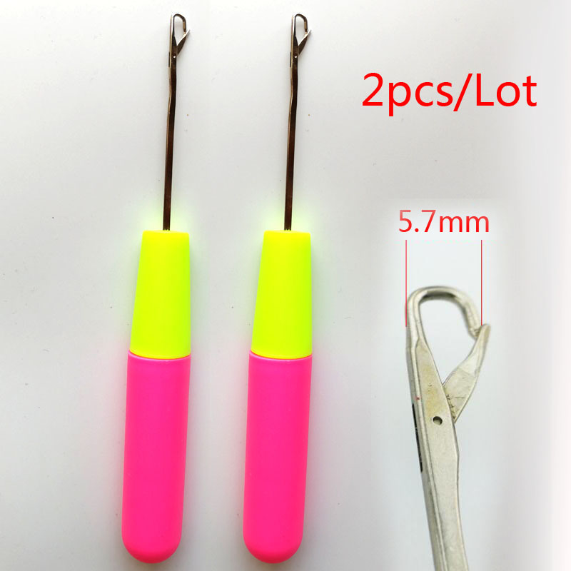 Crochet pour cheveux, Micro anneaux, boucles, perles, tresse, Crochet pour loquet, aiguille en plastique, dreadlock, Crochet pour cheveux tricotés: 2pcs-5.7mm