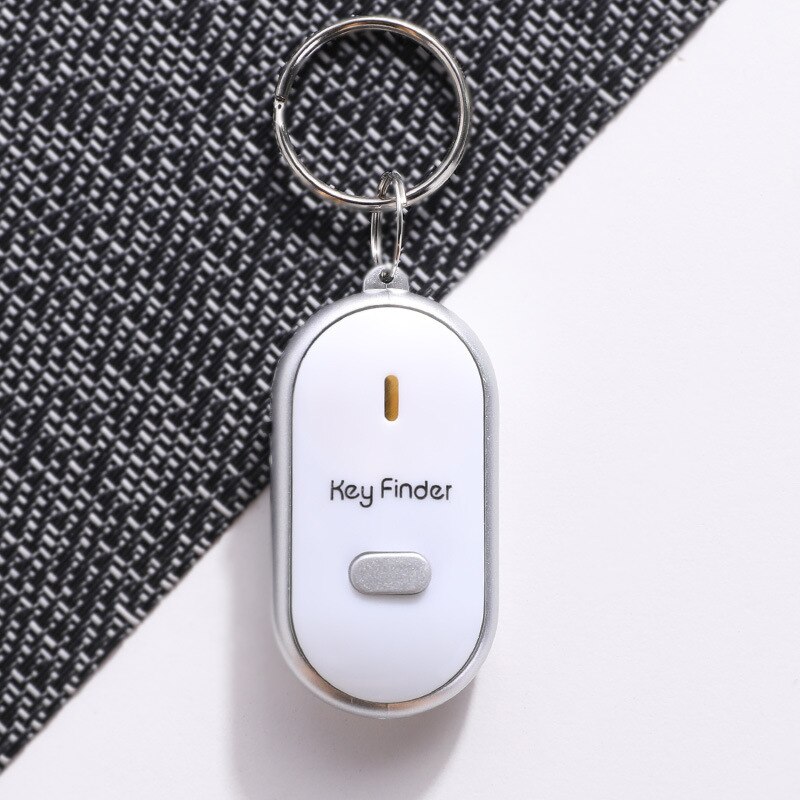 Fløjte alarm blinkende anti-tabt lys nøgle finder find lokation sport nøglering bip lyd farverig tilgængelig: Whtie