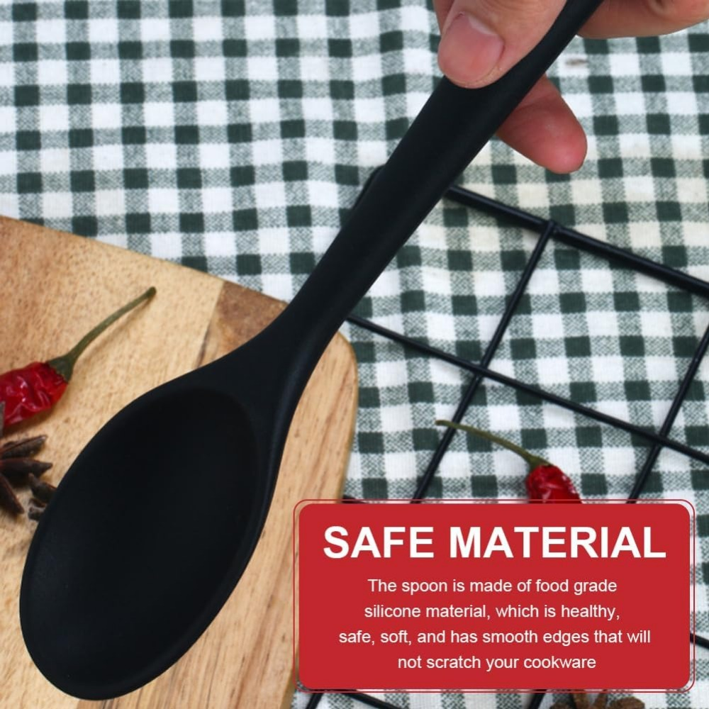 Silicone Spoon Food Grade Long-handled Kitchen Soup Spoon Mixing Spoons High Temperature Resistant for Cooking