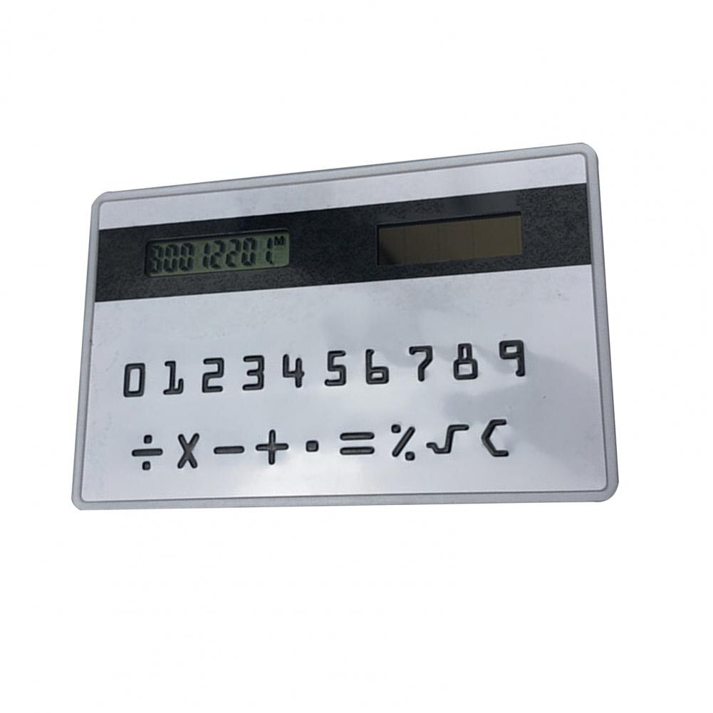 Handheld 8 Cijfers Elektronische Rekenmachine Card Type Zonne-energie Zakrekenmachine Student Elektrische Mini Rekenmachine Калькулятор: White