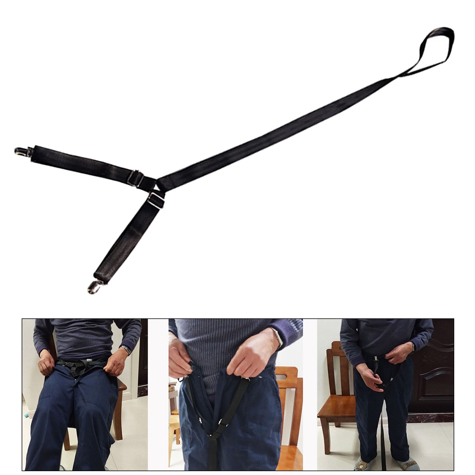 Makkelijk Te Plaatsen Clip En Pull Dressing Aid Band Broek Assist Aids Voor Ouderen Senioren Verstelbare 99-115Cm zwart