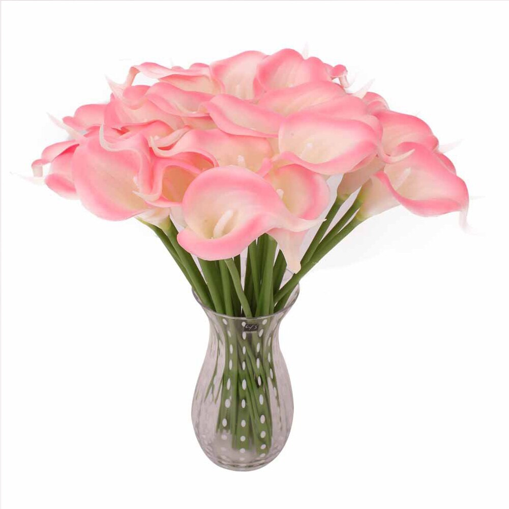 10Pcs Kunstmatige Calla Lelie Bos Latex Real Touch Nep Bloem Tuin Bridal Wedding Tafel Home Decor Boeket: Roze