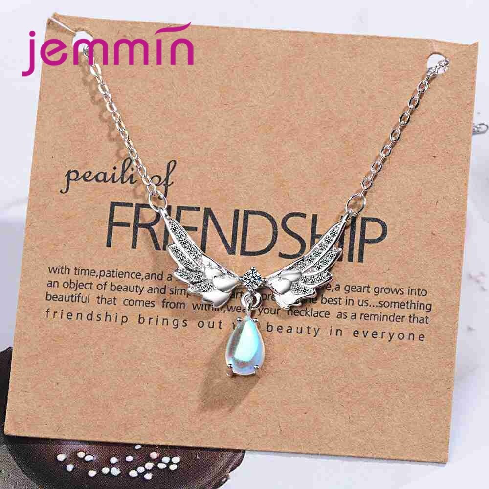 100% Echt 925 Sterling Zilveren Wing & Shape Hanger Ketting Engagement Wedding Band Mode Vrouwelijke Bague