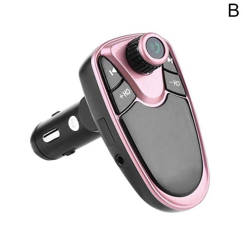 Bluetooth car FM transmitter AUX wireless radio adapter USB charger MP3 player: Rose gold (B)