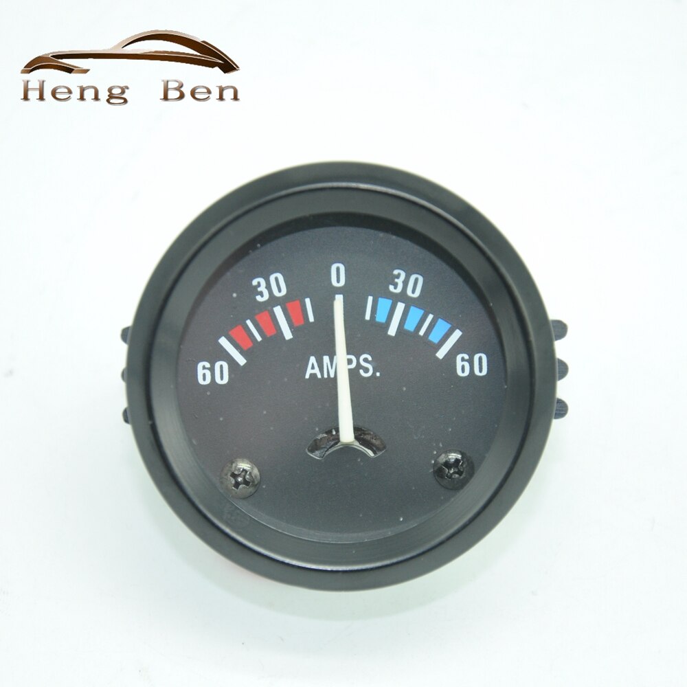 HB Universal Car 2" 52mm Black Analog Ammeter AMPS Meter Gauge 60A White LED Light