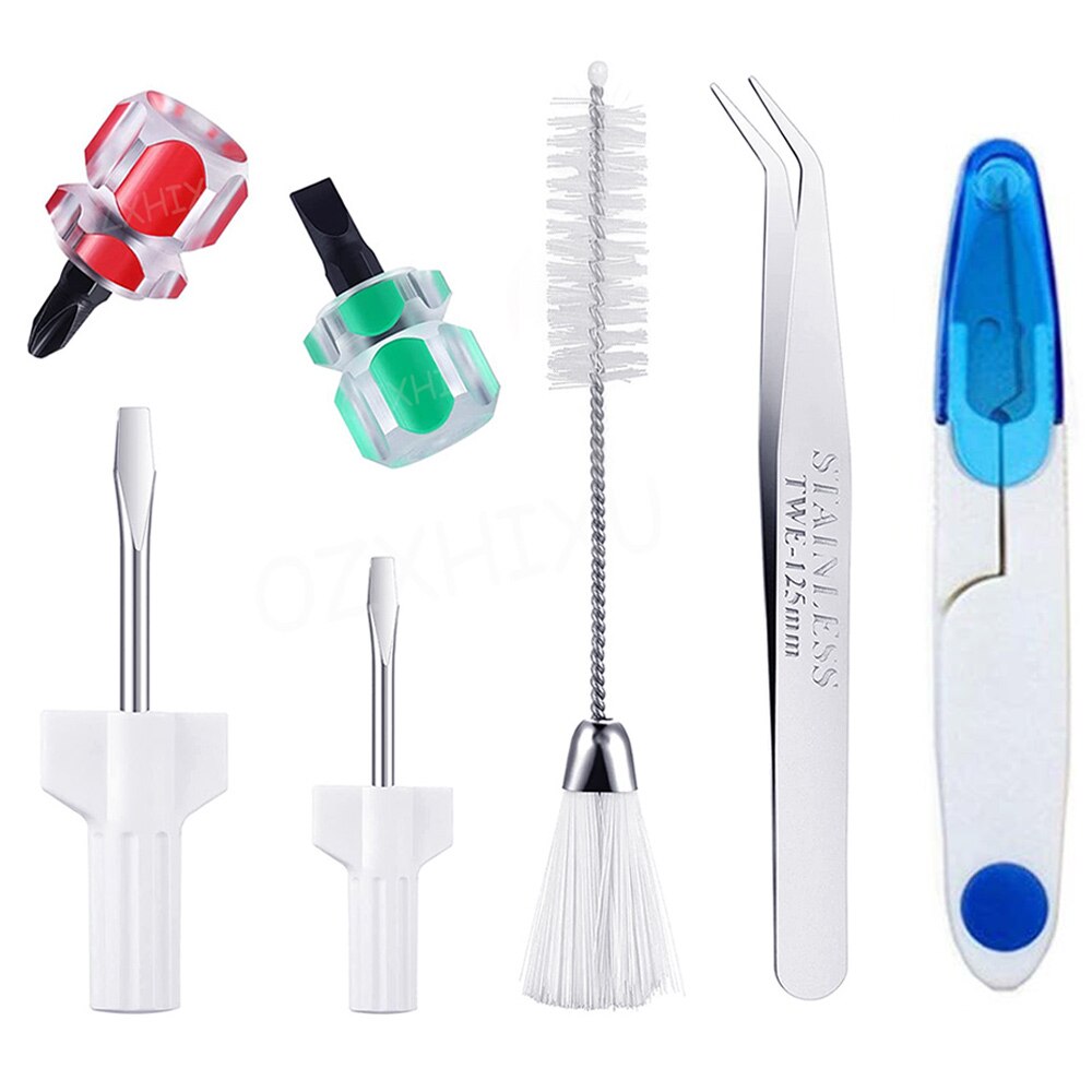7pcs/set Sewing Machine Repair Kit Mini Sewing Screwdriver Set&amp;Cleaning Double Headed Lint Brush Sewing Accessories