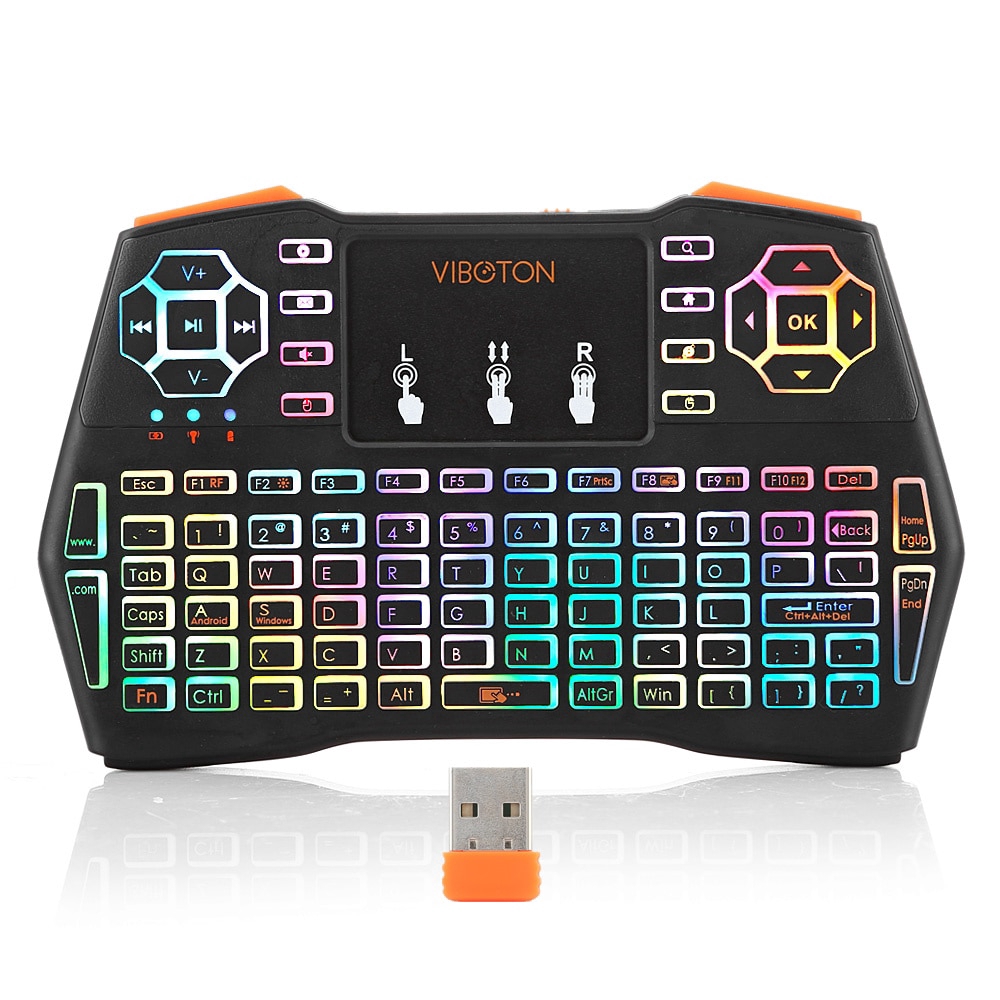 I8 Plus Android TV BOX Keyboard 2.4GHz Wireless Mini Wireless Keyboard, Touch pad Mouse Intelligent Game Backlight Keyboard