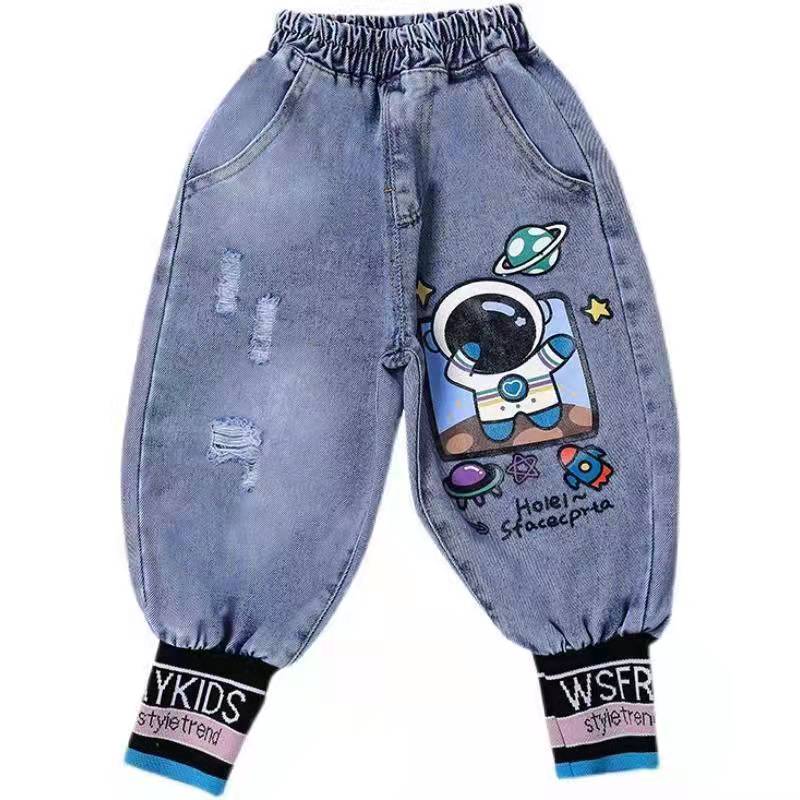 Baby Jongens Jeans 2022 Cartoon Lente Stijl Modieuze Kids Derss Kinderen Jeans 2-4-6 Jaar Oud denim Broek: 140CM   7T