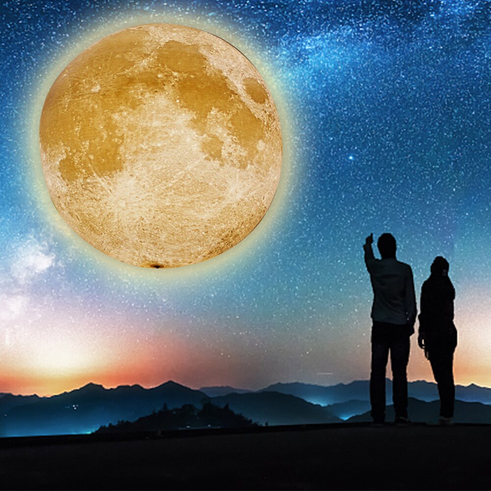 15cm/5.9in Moon Night Light 3D Printed Moon Globe Lamp 2Colors 3D Glowing Moon Lamp With Stand Dimmable Touch Control Brightness