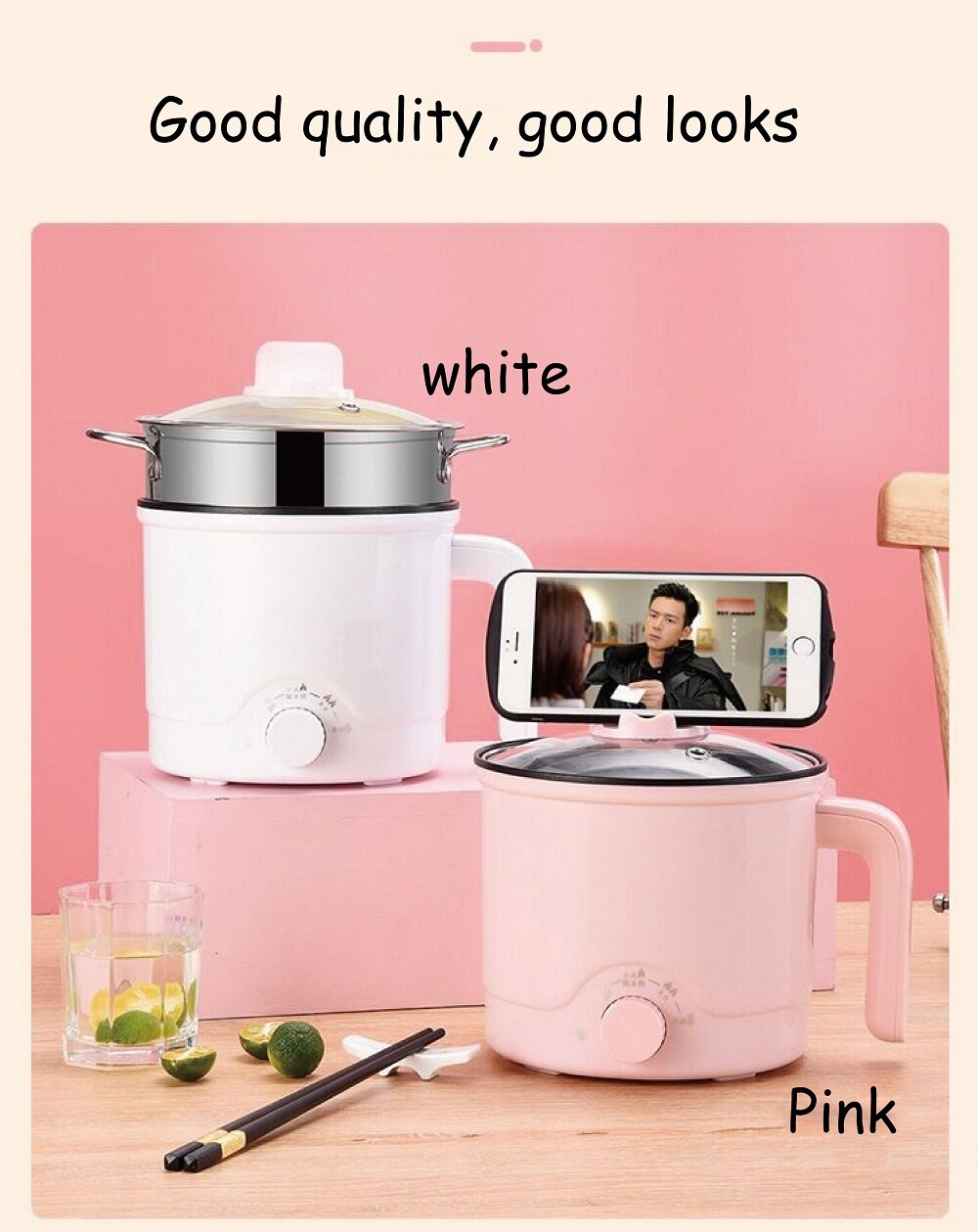 Multi-function electric cooker Mini low-power noodle cooking electric pot in student dormitory bedroom