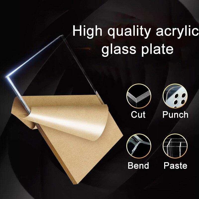 Transparent plexiglass plastic sheet acrylic sheet plexiglass polymethacrylate 1mm-9mm thickness 10x20cm length