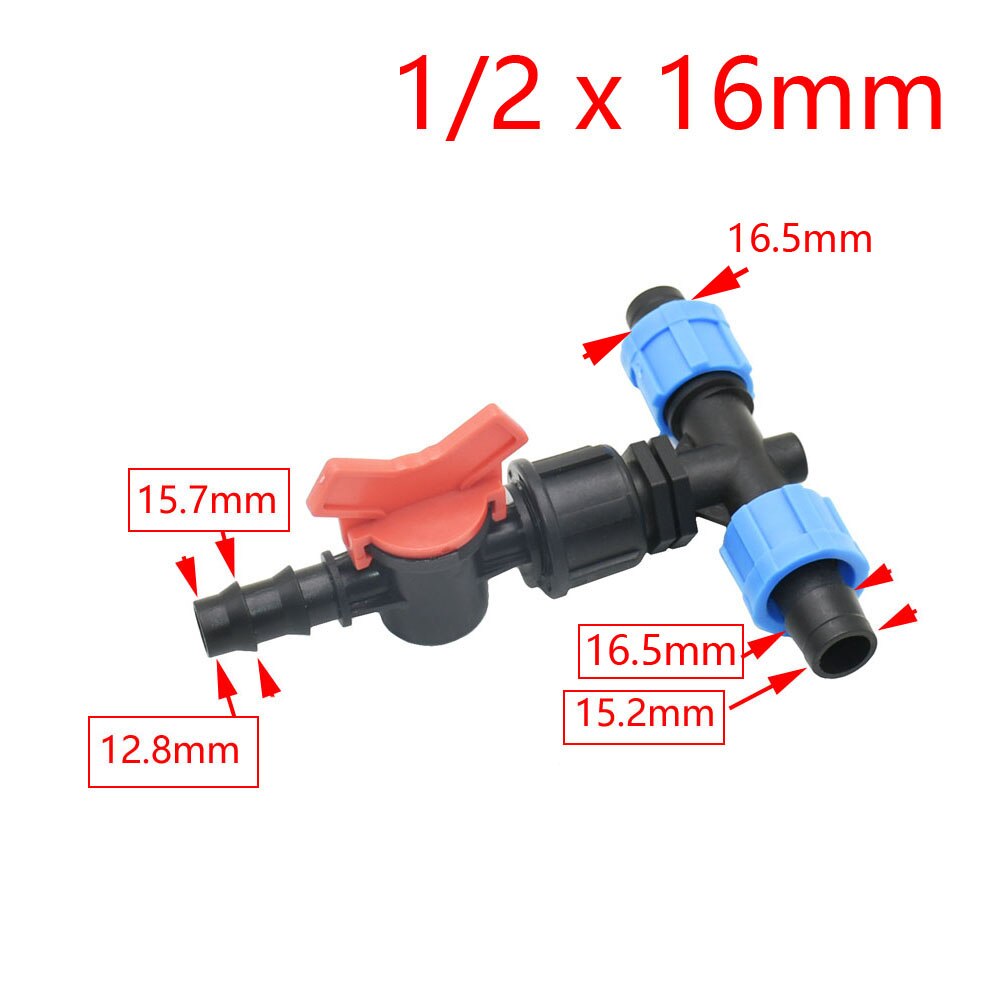1pc 16mm 5/8'' Irrigation Drip Tape Connectors Tee Garden Tap Threaded Lock Hose Splitter 1/2 3/4 Thread 2/3-Way Tube Joints