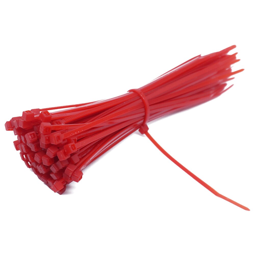 100 PCS 2.5mm*150mmSelf-Locking Nylon Wire Cable Zip Ties Cable Ties White Black Organiser Fasten Cable: Red