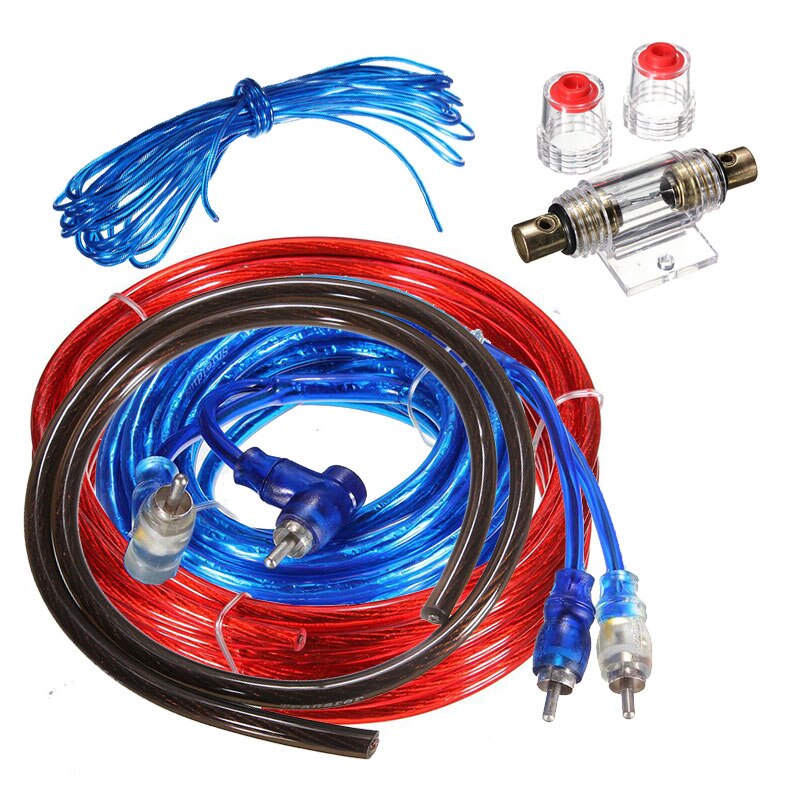 Kit de cableado de amplificador completo para coche, juego de subwoofer estéreo para coche, medidor de líneas para altavoces Subwoofers Universal
