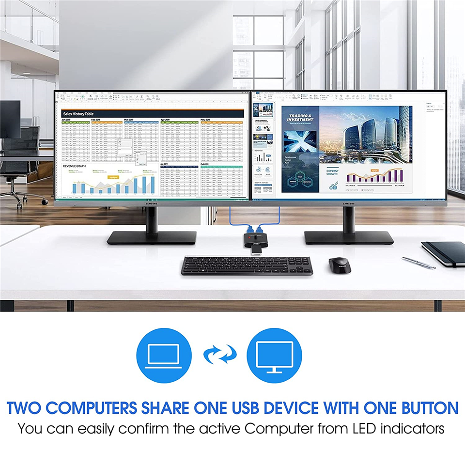 USB 3,0 Schalter USB Schalter Selector USB Bi-directional Switcher Box USB Sharing Switch 2 Computer für Tastatur Maus drucker