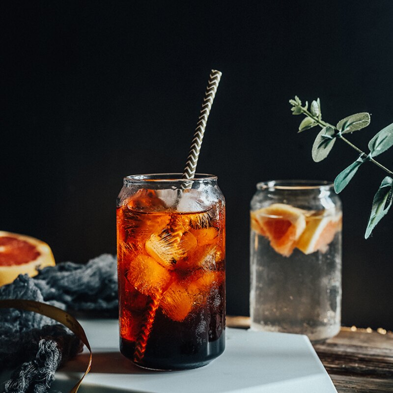 Glass Mug Cola Can Shaped Glass Mug Cold Drink Cup Cafe Beverage Juice Milk Cup Heat Resistant Drink Glass Mug