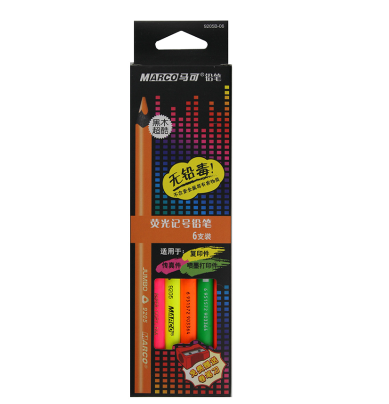 Marco Hyundai-lápices de colores fluorescentes para dibujo, lápiz triangular para colorear, póster de tarjeta de papel negro, papelería escolar