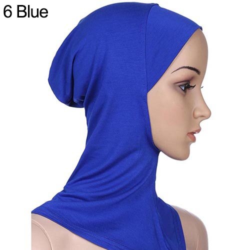 Bonnet hijab musulman doux et intégral, sous-foulard islamique, bonnet, châle, foulard islamique, bandeau intérieur: Bleu