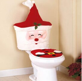 1Set Kerst Decoraties Voor Huis Navidad Kerstversiering Badkamer/Wc Rode Kerstman Toilet Seat Cover En tapijt: Default Title