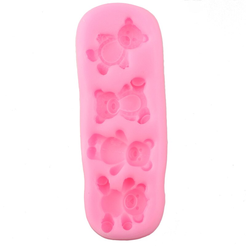 3D Cute Bear Silicone Mold Chocolate Candy Polymer Clay Molds DIY Baby Birthday Cupcake Topper Fondant Cake Decorating Tools