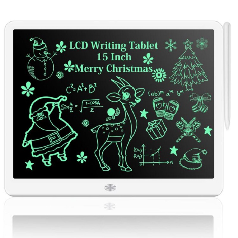 15&quot;LCD Writing Tablet with Pen Digital Drawing Electronic Handwriting Pad Message Graphics Board: wihte single color