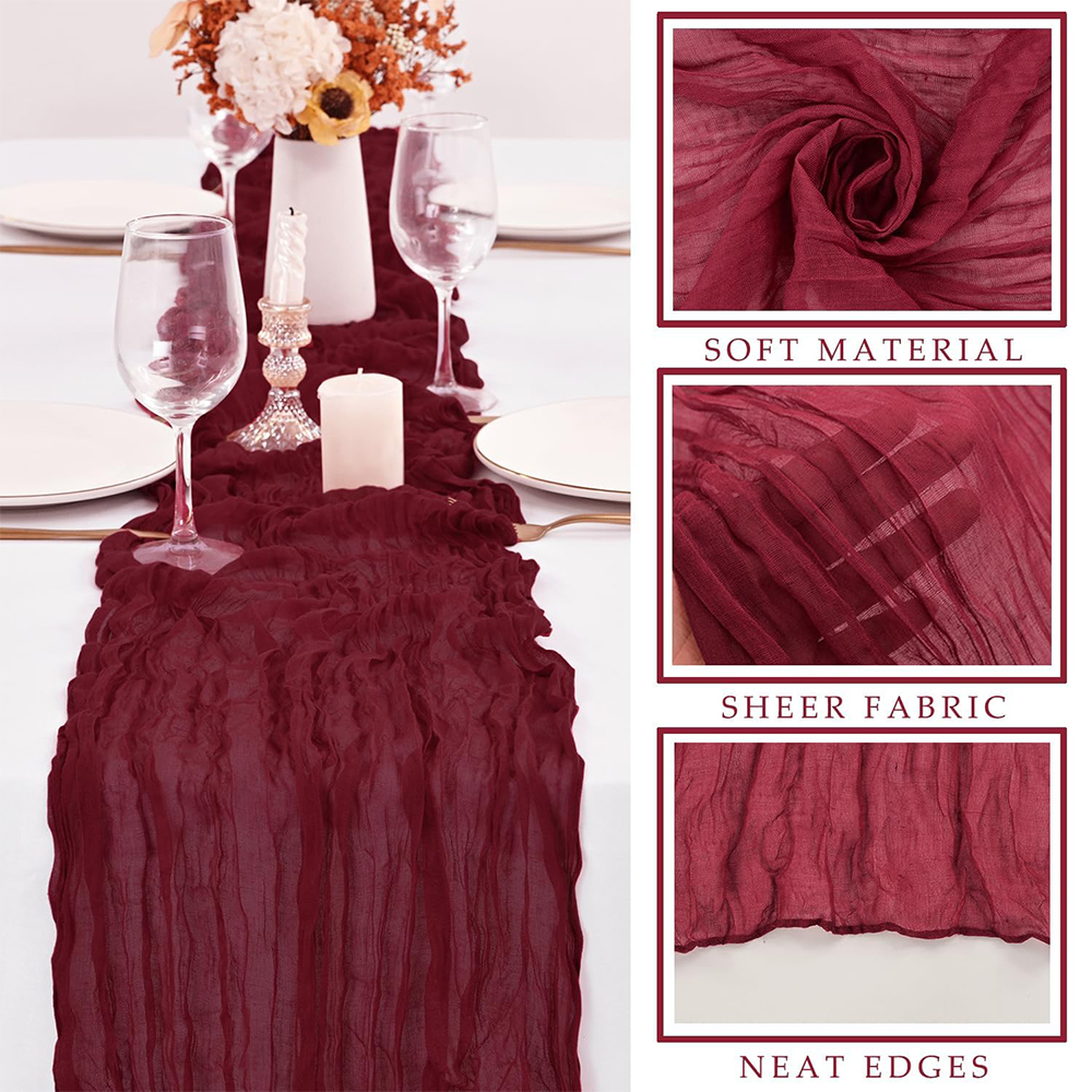 Julegrøn rød bordeaux ostedug bordløber boho rustik gaze terrakotta bordløber til bryllupsfest fødselsdagsdekoration: 32*210cm / Gul
